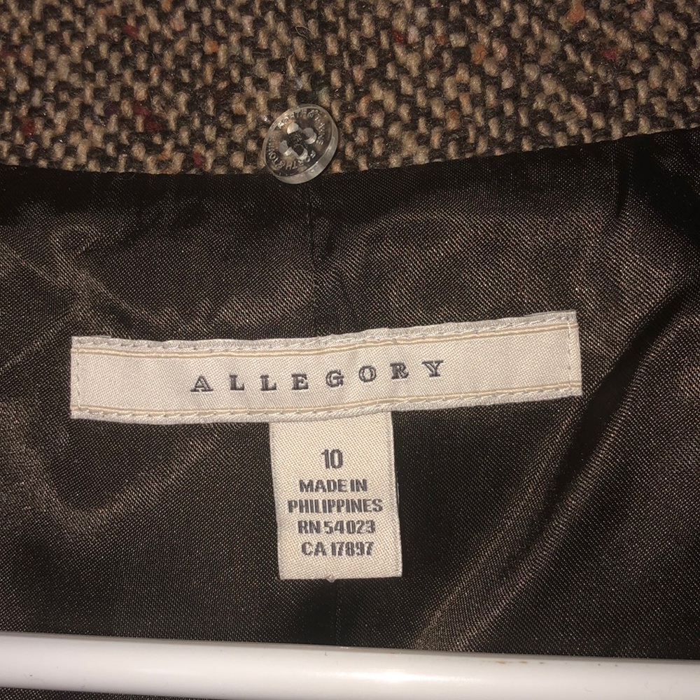 Allegory Brown Tan Tweed Wool Blazer Size 10 - Picture 4 of 9